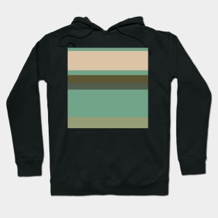 A magnificent stew of Soldier Green, Beige, Artichoke, Greyish Teal and Gunmetal stripes. Hoodie